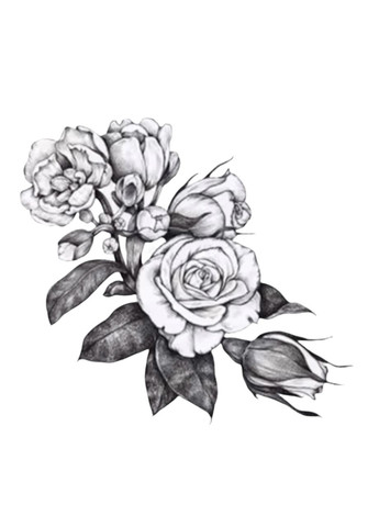 Тимчасове тату-набір Чорні троянди 5в1 21х15 см, Fine Line, контурні (LZ452) LZ (366547068)