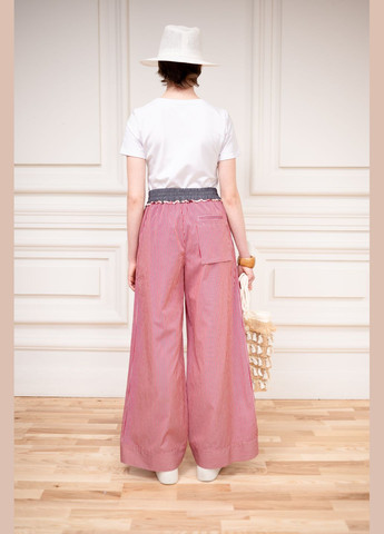 БАВОВНЯНІ БРЮКИ НА РЕЗИНЦІ В ЧЕРВОНО-БІЛУ СМУЖКУ КІЛДЕР Dolcedonna (340247985)