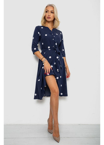 Синее платье софт с принтом в горох Ager