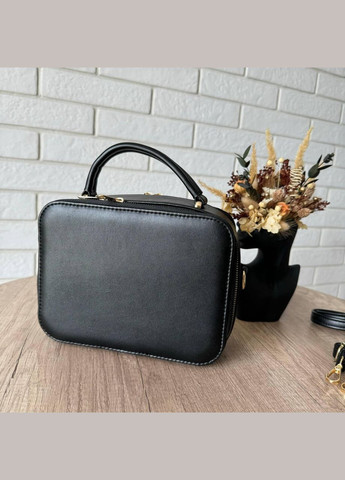 Стильна міні сумочка через плече каркасна екошкіра чорна із золотом (sku_1612ЧГ) No Brand (330576741)