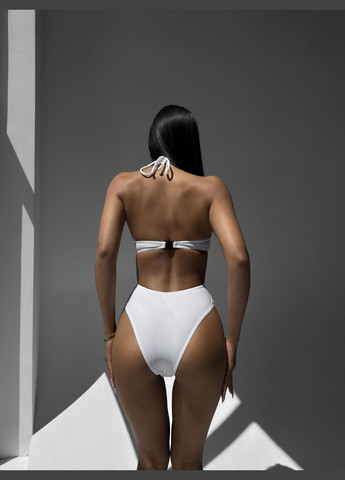 Білий літній відкритий жіночій суцільний купальник суцільний Ghazel