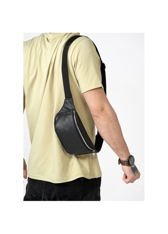Мужская сумка на пояс бананка кожаная Tirso PSS черная Sambag (322870609)