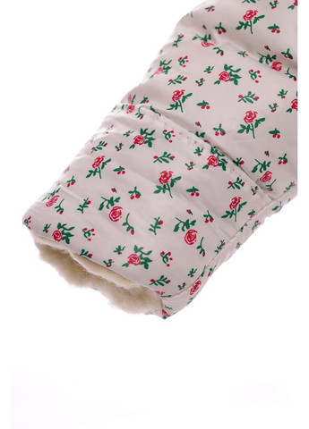 Чоловічок для дівчинки на хутрі без логотипу з принтом маленьких трояндок білий 74 см (51665) BABYKROHA (315340811)