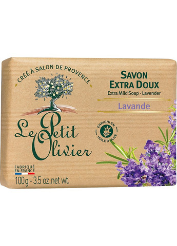 Мило екстраніжне, з екстрактом лаванди Extra mild soap Lavender 250g (22653-31019534) Le Petit Olivier (368648578)