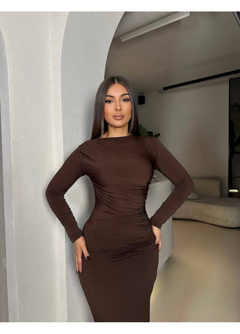 Коричневое праздничный, вечернее, деловое, кэжуал женское платье силуэтное силуэтная Style Point однотонное