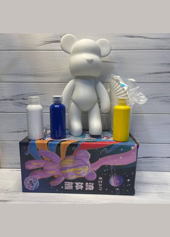 Флюїдний ведмедик зроби сам DIY Creative Fluid Bear 23 см з фарбами 3 шт Набір розмальовка іграшка ведмежа для творчості No Brand (315703075)