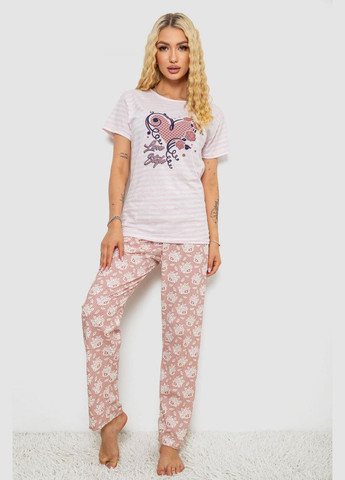 Пудровая всесезон пижама женская с принтом Fashion