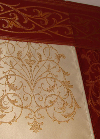 Комплект панельних фіранок Damask 7шт карниз 250см теракотовий із золотистим (24_7п) Firanka Combi (328949016)