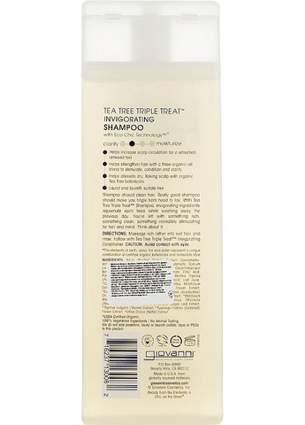 Шампунь "Чайное дерево" Eco Chic Hair Care Tea Tree Triple Invigorating Shampoo 250ml (2-451962) Giovanni (369792290)