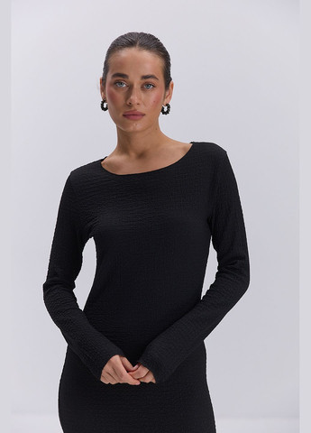 Чорна довге трикотажне плаття з довгими рукавами Arjen