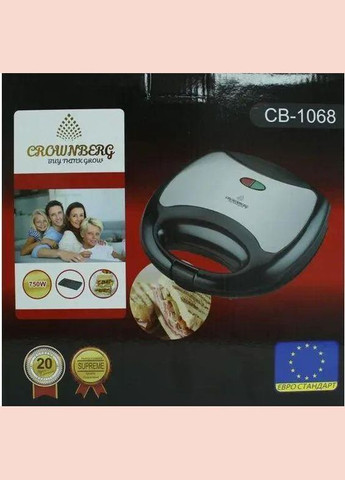 Сэндвичница гриль бутербродница CB-1068 750W Crownberg (322415759)