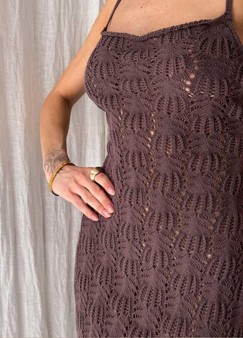 Коричнева кежуал пляжна сукня мереживо Art Knit однотонна
