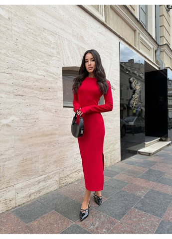 Червона повсякденний, ділова, кежуал сукня жіноча міді силуетна Style Point однотонна