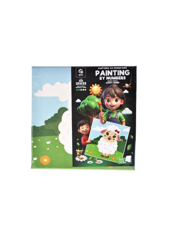 Набір для розпису по номерах 25х25 см QB900-078 "Весела Овечка" з дерев'яною підставкою qbee (368709354)