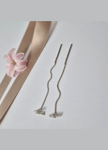 Серебряные сережки цепочки протяжки Ножницы и Расческа серебро 925 пробы Родированное 5450/1р 1.00г No Brand (323223208)