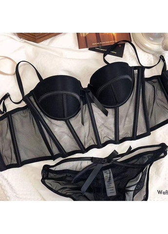 Чорний демісезонний звабливий комплект нижньої білизни корсетний комплект комплекті: корсет -бюстье та трусики. TINA