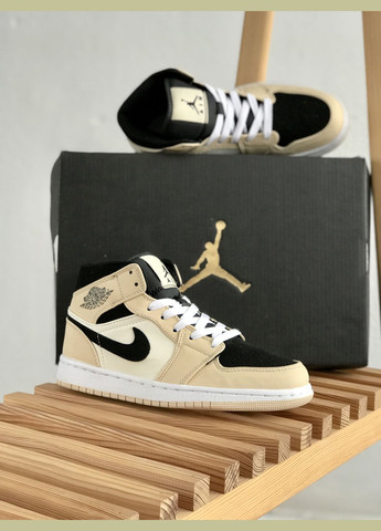 Бежеві всесезон кросівки чоловічі і жіночі nike air jordan retro 1 beige | найк аір джордан ретро 1 бежеві No Brand