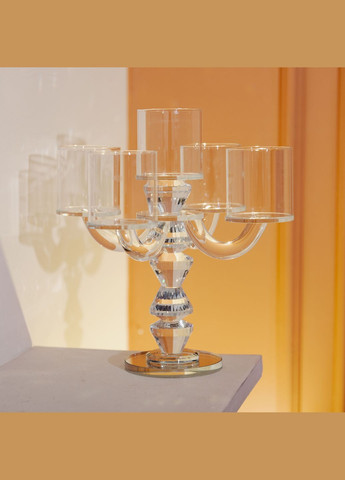 Підсвічник канделябр Flora скляний на 5 свічок 24 см Yiwu (328440587)