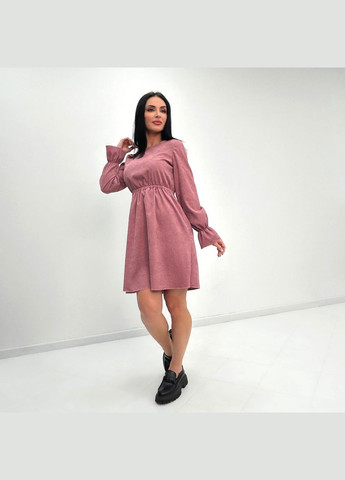 Пудровое вельветовое платье с завышенной талией Fashion Girl