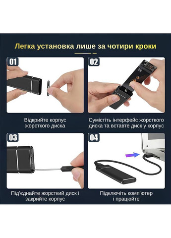 Зовнішня кишеня XON MemoryCase для M.2 NVMe (PCIe) USB 3.1 Type-C Чорний (XSC2C13NV1MG 4340) XON E-Tech (366665014)