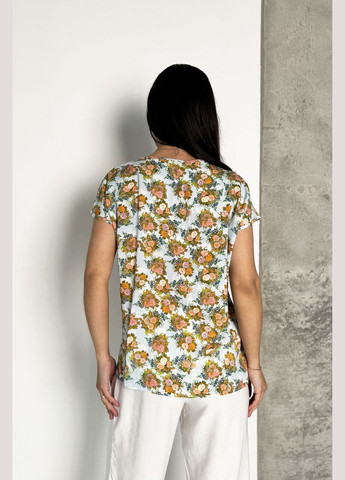 Комбинированная повседневная стильная женская блуза в цветочный принт INNOE Блуза