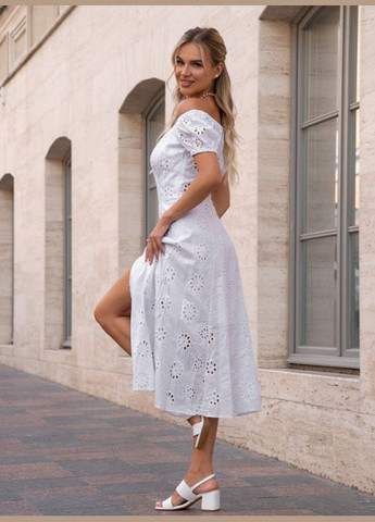 Белое повседневный нежное платье клеш No Brand