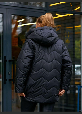 Черная зимняя куртка женская эврозима батальная sf-147 тепло и стильно черный, 66-68 Sofia