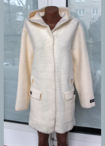 Молочное демисезонное Пальто женское альпака молочного цвета однобортное No Brand