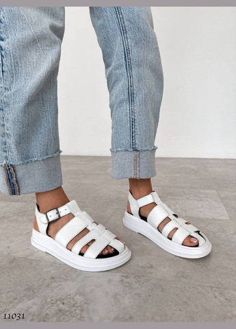 Белые белые кожаные женские босоножки, сандалии AMIR с ремешком