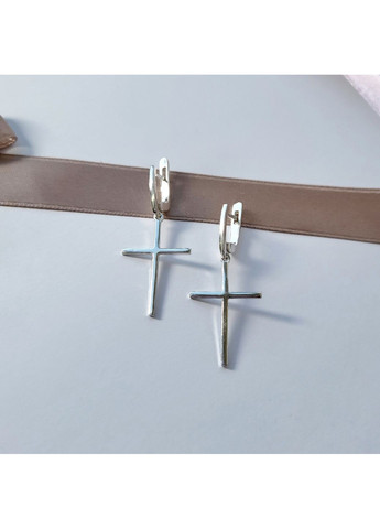 Срібні сережки з підвіскою Хрести без Каменів срібло 925 проби 20228 2.67г No Brand (306743126)