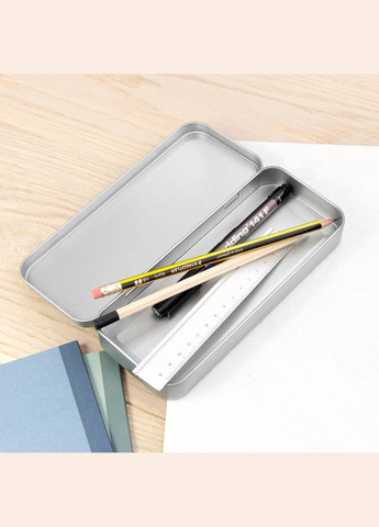 Органайзер для канцелярського приладдя металевий, кейс для дрібниць Чорна конюшина #002 7*18 см Silver No Brand (309156932)