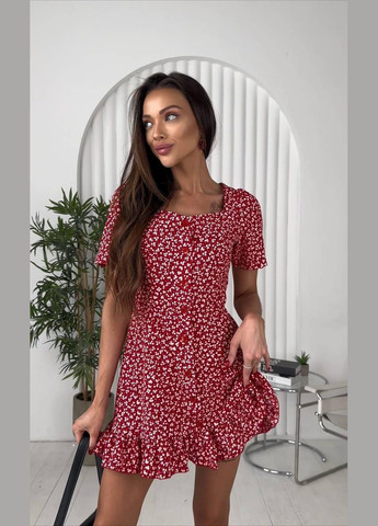 Червона сукня жіноча бебі долл з квітковим принтом софт бебі долл JUGO з квітковим принтом