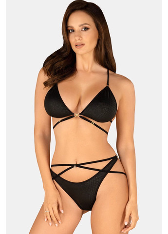 Черный демисезонный комплект с декоративными ремешками cobra nive set Obsessive