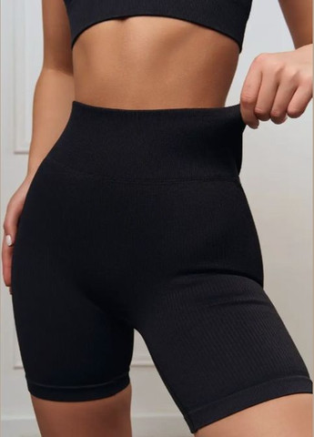 Спортивний костюм в рубчик фітнес комплект топ і шорти No Brand (329889546)