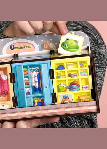 Дерев'яна настільна гра "Шафи з одягом" (ПСД061) PSD061 сортер-комодик Ubumblebees (302386410)