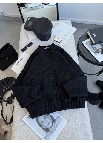 Женский бомбер на кнопках шерсть букле на кнопках (366037296)