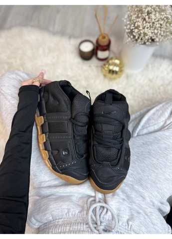 Черные демисезонные кроссовки мужские nike air more uptempo low black gum premium найк аир мор уптемпо черные No Brand