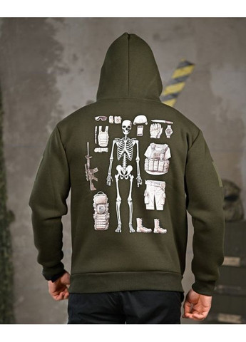 Тактичне чоловіче худі на флісі Скелет олива No Brand (363222678)