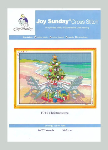 Набор для вышивания по нанесённой на канву схеме "Christmas tree " . AIDA 14CT printed, 30*21 см Joy Sunday (313613216)