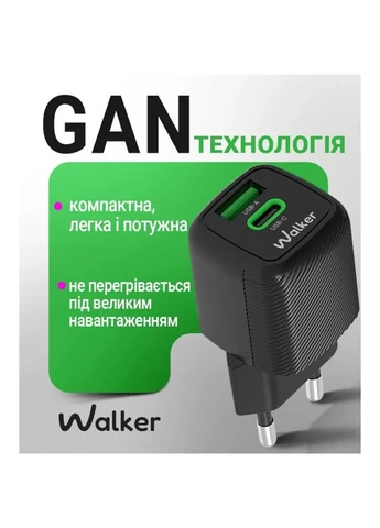 Сетевое зарядное устройство WALKER GaN 30W Type-C 1м кабель No Brand (398533851)