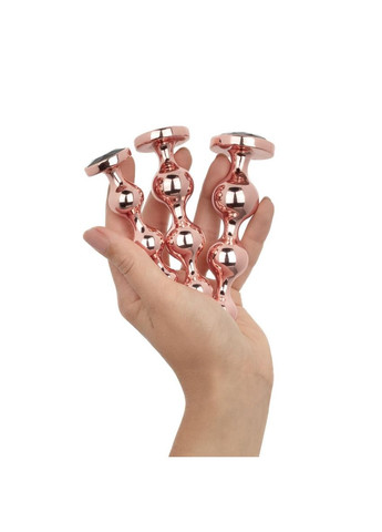 Набір анальних іграшок Metal Butt Plug Set 3 Pieces Rosy Gold (369609671)