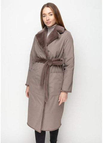 Пальто з Екохутром і Шалевим Коміром 1101M-C Т. беж/ горне ехо SAM Samange (367582221)