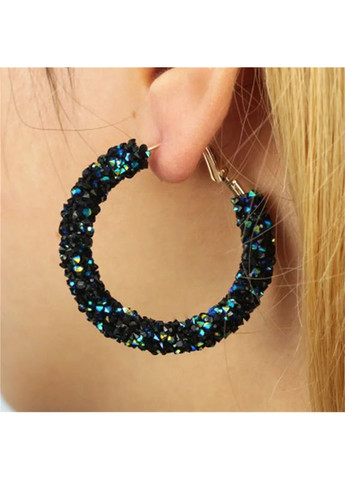 Сережки круги Blue кільцями з кристалами сині каміння кристали у формі круга No Brand (338436047)