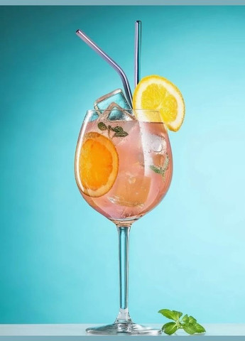 Металеві трубочки для напоїв 2 шт (21,5 см) + 1 щіточка, Еко-набір з нержавіючої сталі багаторазовий Unbranded (341288583)