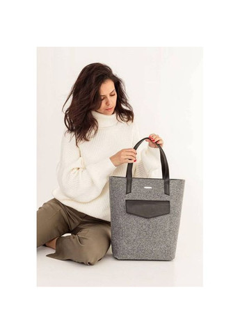 Фетровая сумка женская через плечо шоппер D.D. с кожаными черными вставками BlankNote (302008892)