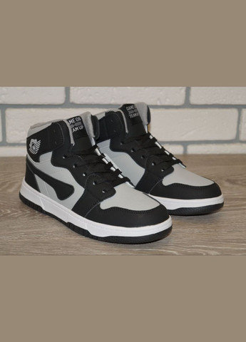 Черные повседневные, кэжуал осенние хайтопы демисезонные подростковые / ботинки демисезонные подростковые черные с серым FDEK