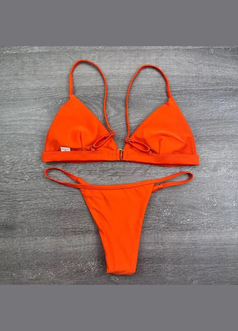 Оранжевый раздельный купальник для загара минимал с трусиками бразилиана s m (44 46) оранжевый Po Fanu