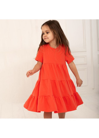 Коралловое летнее платье для девочек трикотаж trendy тot Trendy Tot (371262555)