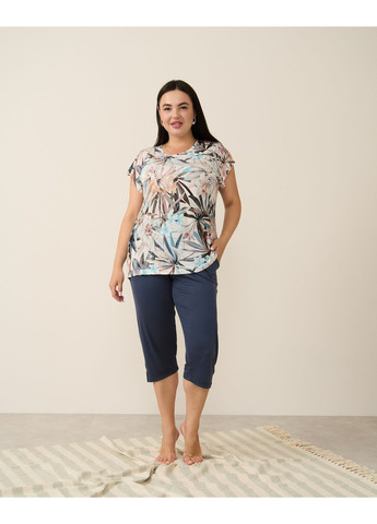 Бежева жіночий комплект plus size з капрі Nicoletta