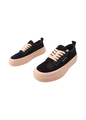 Чорні кеди жіночі чорні натуральна замша Gifanni 344-25DTS